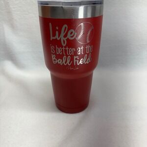Life‎ Is Better At The Ball Field Baseball Tumbler Insulated Cup 30oz Red
